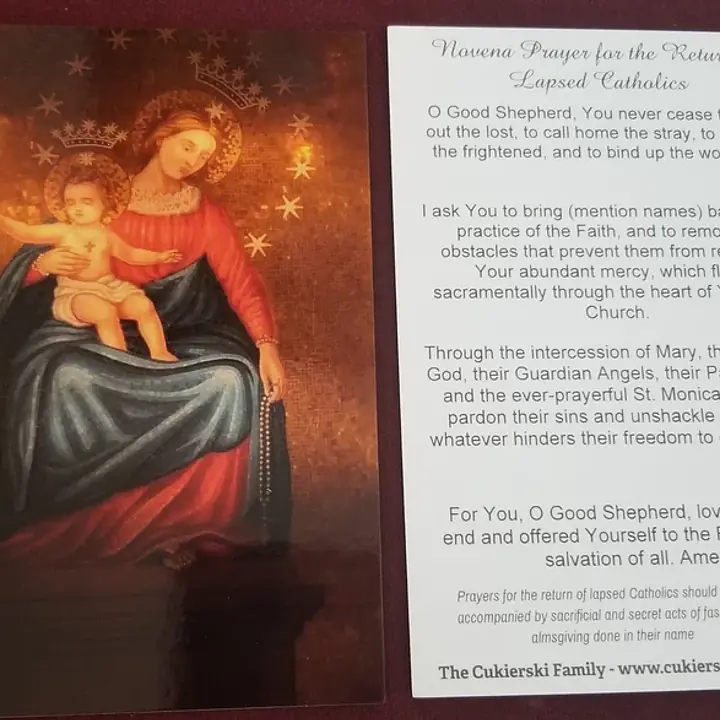 Prayer Card-Novena for the Return of Lapsed Catholics (Package of 10) - Master