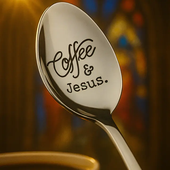 Coffee And Jesus Stainless Silver Engraved Spoon- Pediatric Fundraiser - Master